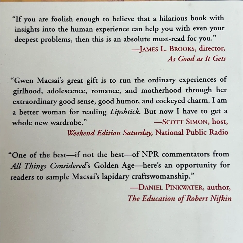 🌞 Lipshtick hard cover book written by Gwen Macsai funny 264 page